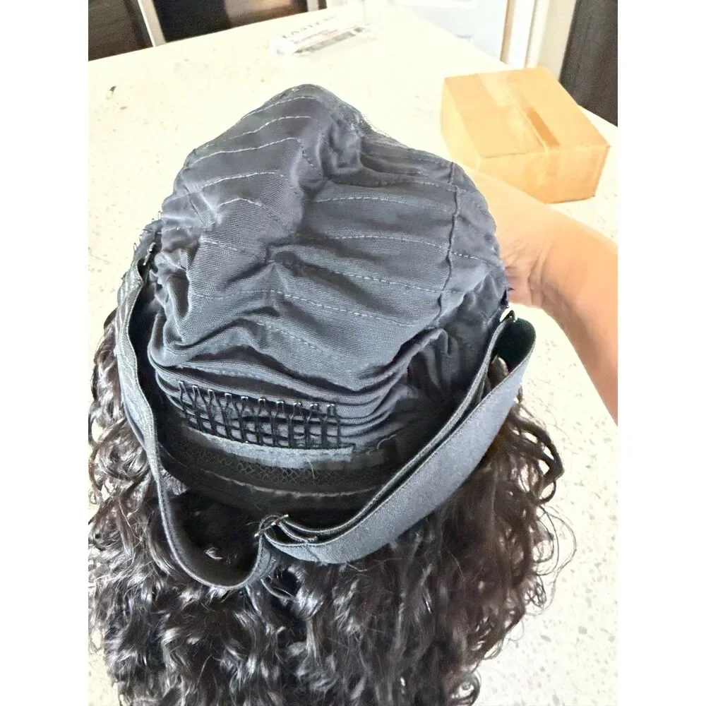 18in Water Wave Human Hair Half Wig 200% Density Glueless Black MSRP: $102